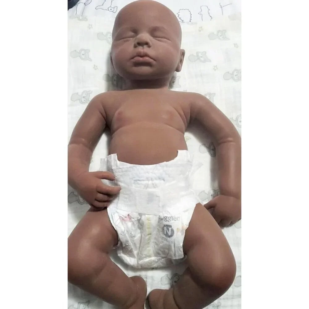 🆕19 inch Full Body Platinum Silicone Bald Baby Dolls Sleeping Zora-tan Boy
